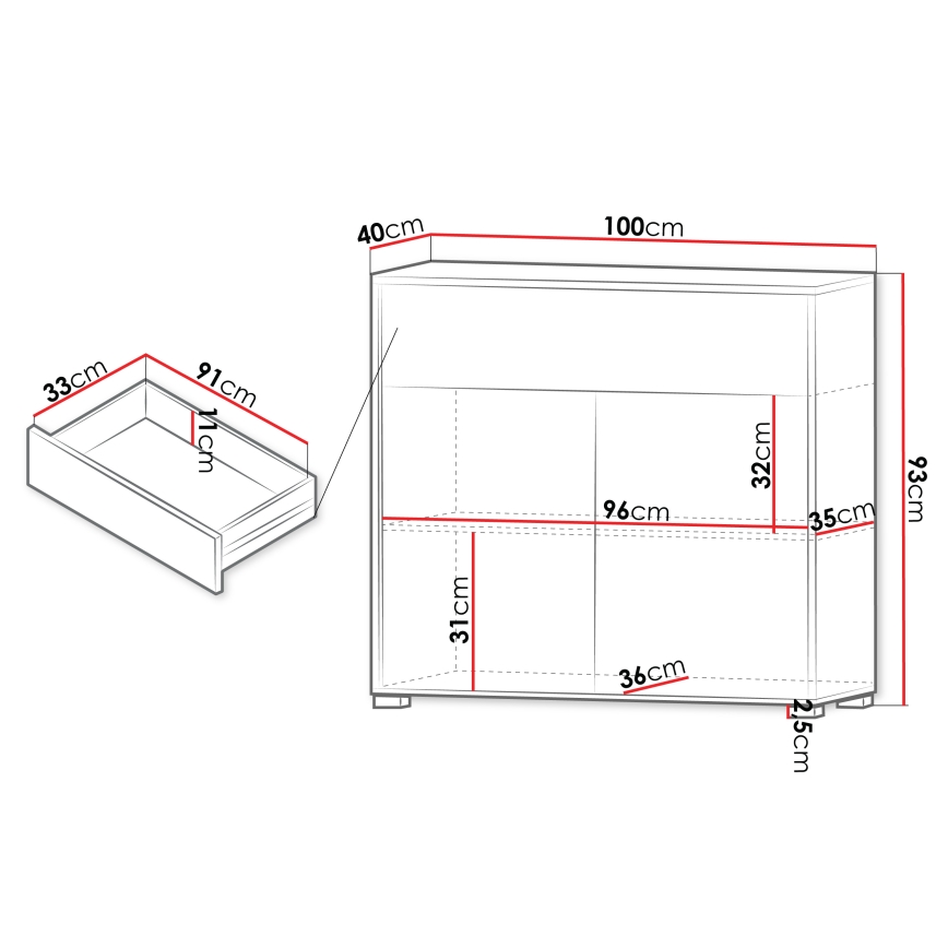 Συρταριέρα GESITA 93x100 cm δρυς Cremona