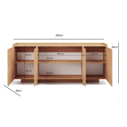 Συρταριέρα KEMI 200x90x38 δρυς Cremona
