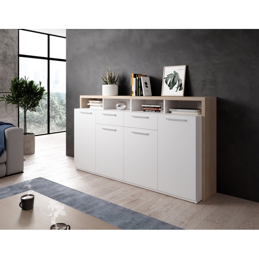 Συρταριέρα LEBY Sonoma δρυς/λευκή