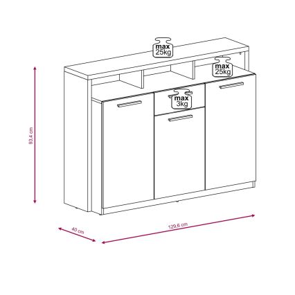 Συρταριέρα LEBY δρυς sonoma/λευκή