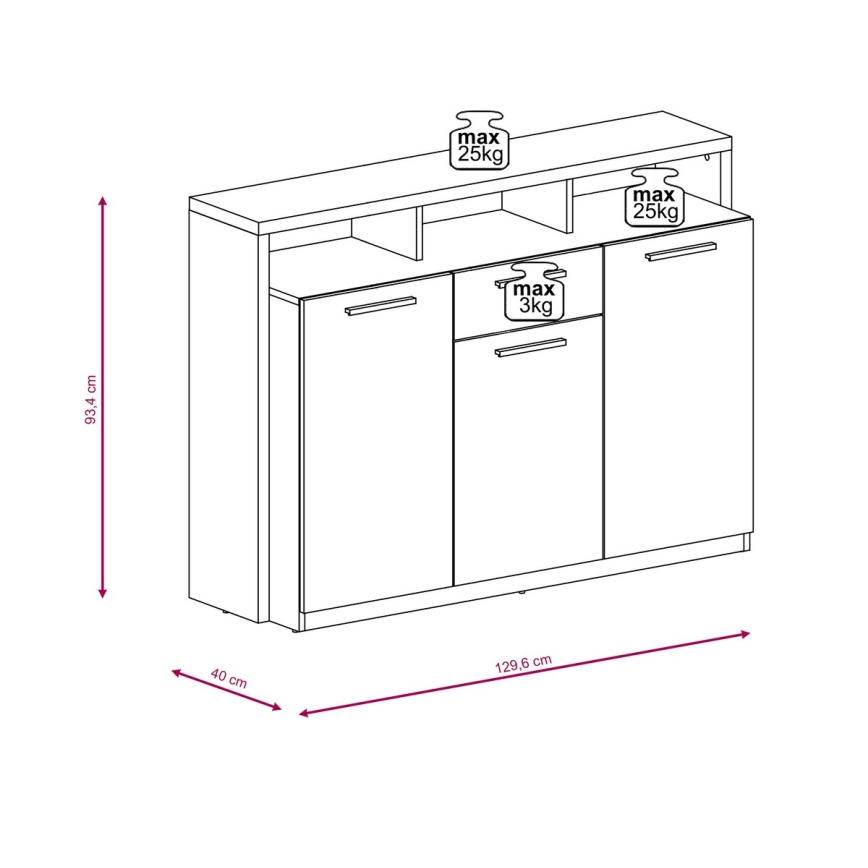 Συρταριέρα LEBY δρυς sonoma/λευκή