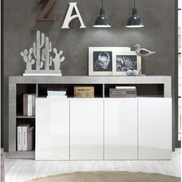 Συρταριέρα LENOR 184x93x42 cm λευκή/γκρι όψη μπετόν