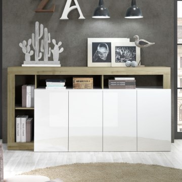 Συρταριέρα LENOR 184x93x42 εκ. λευκή/ανοιχτό δρυς