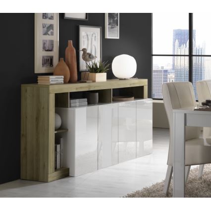 Συρταριέρα LENOR 184x93x42 εκ. λευκή/ανοιχτό δρυς