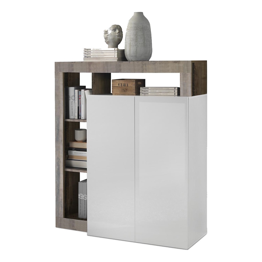 Συρταριέρα LENOR λευκή/καφέ