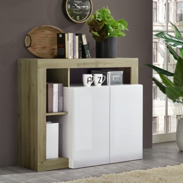 Συρταριέρα LENOR λευκή/καφέ