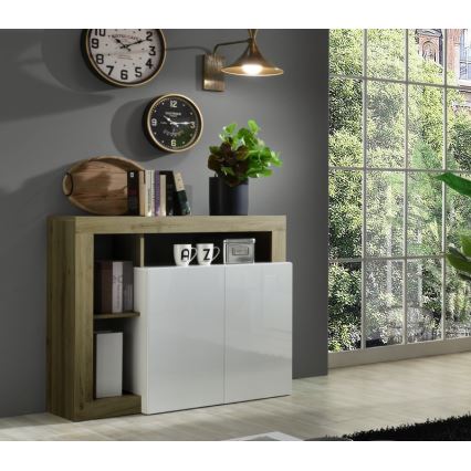 Συρταριέρα LENOR λευκή/καφέ