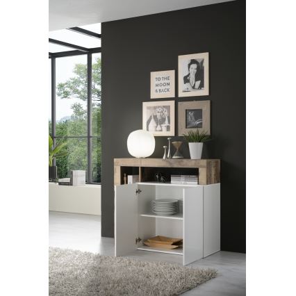 Συρταριέρα LENOR λευκή/καφέ