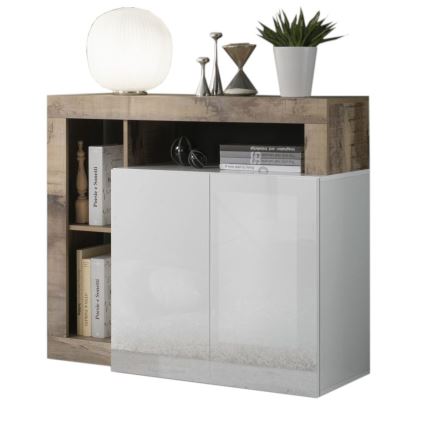 Συρταριέρα LENOR λευκή/καφέ