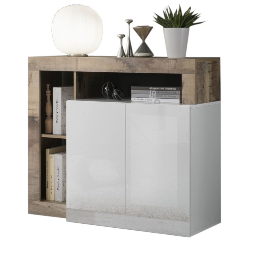 Συρταριέρα LENOR λευκή/καφέ