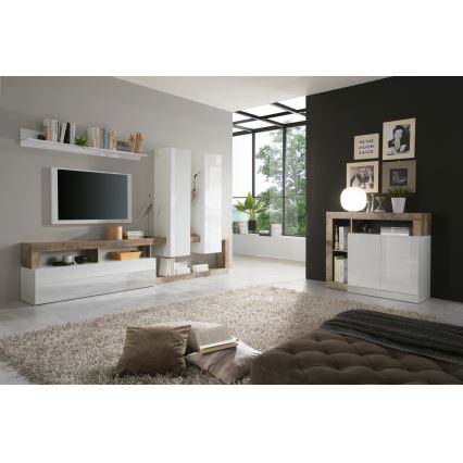 Συρταριέρα LENOR λευκή/καφέ