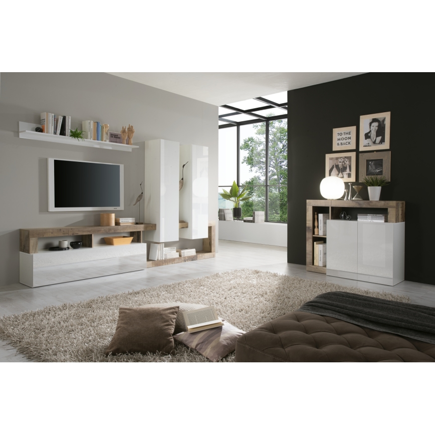 Συρταριέρα LENOR λευκή/καφέ