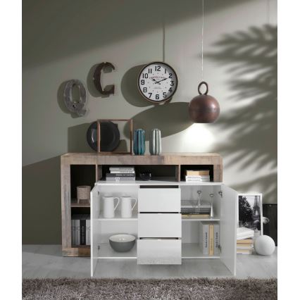 Συρταριέρα LENOR λευκή/καφέ