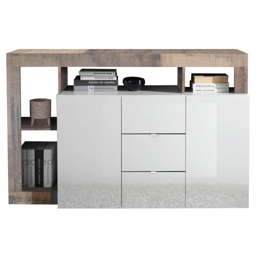 Συρταριέρα LENOR λευκή/καφέ