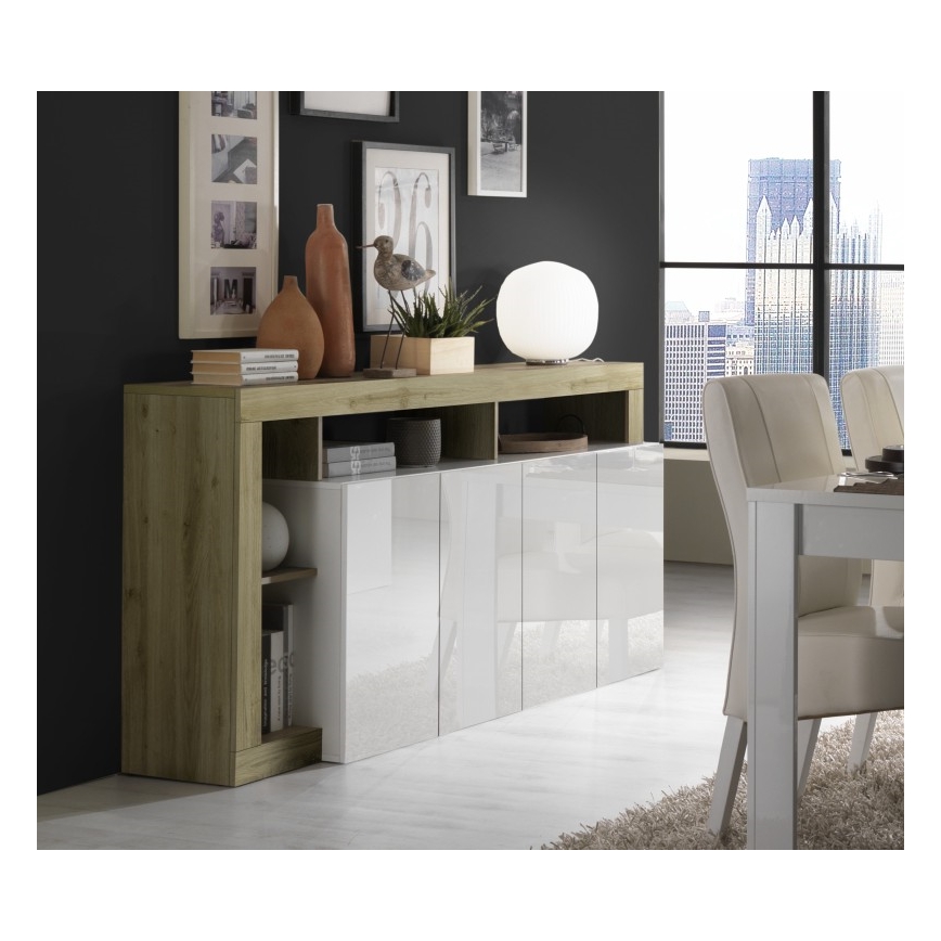 Συρταριέρα LENOR λευκή/καφέ