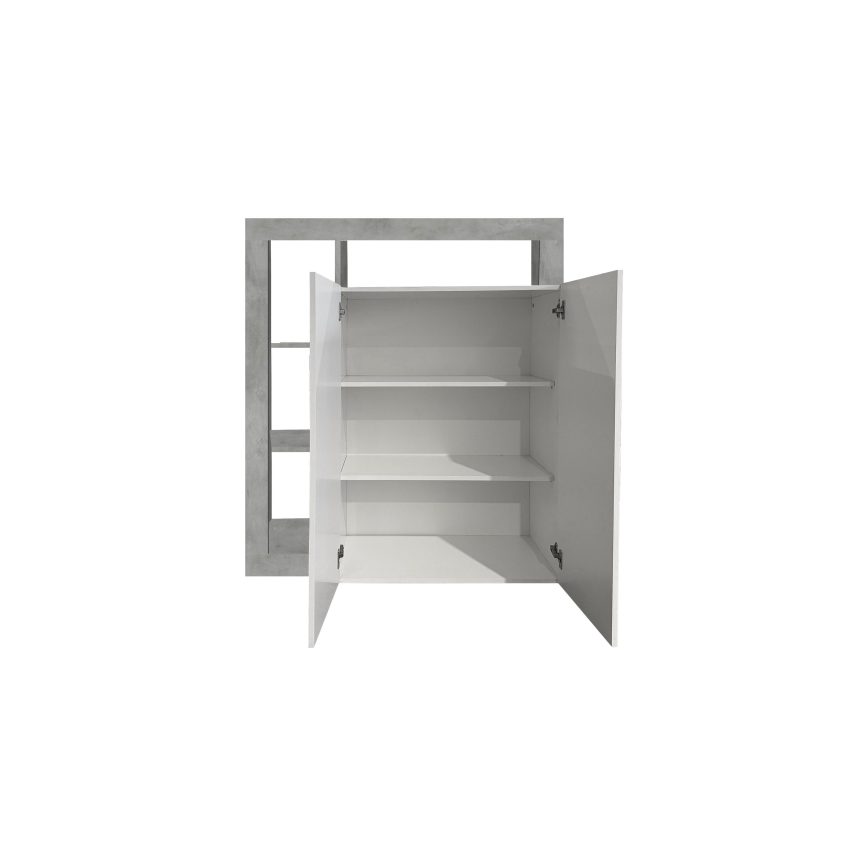 Συρταριέρα LENOR λευκή/γκρι με όψη τσιμέντου