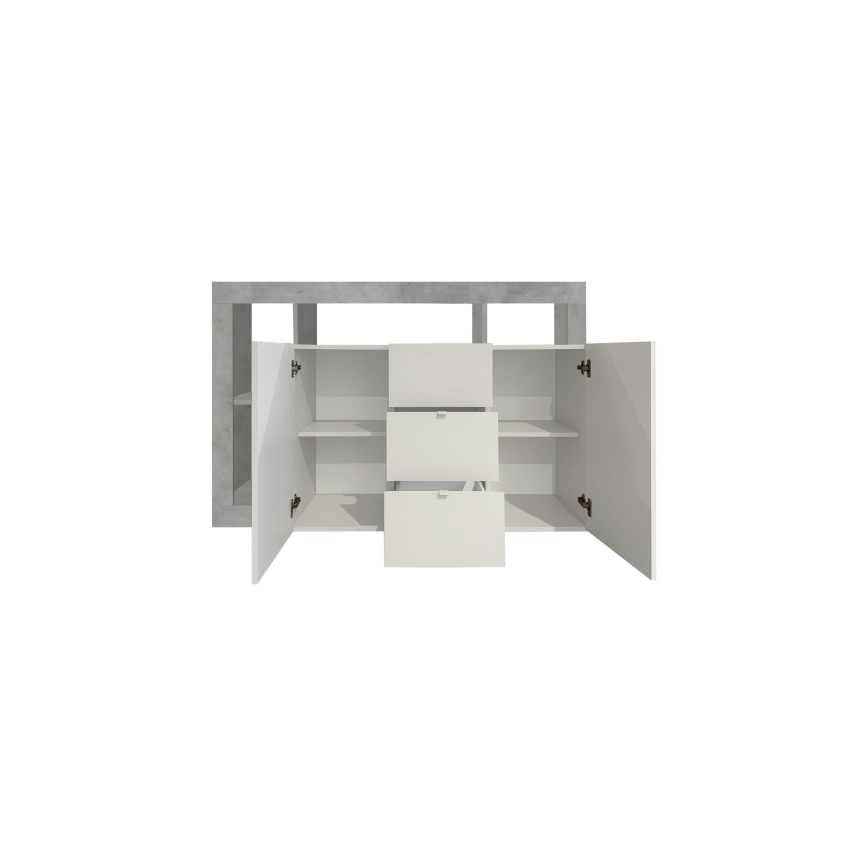 Συρταριέρα LENOR λευκή/γκρίζα σε απόχρωση σκυροδέματος