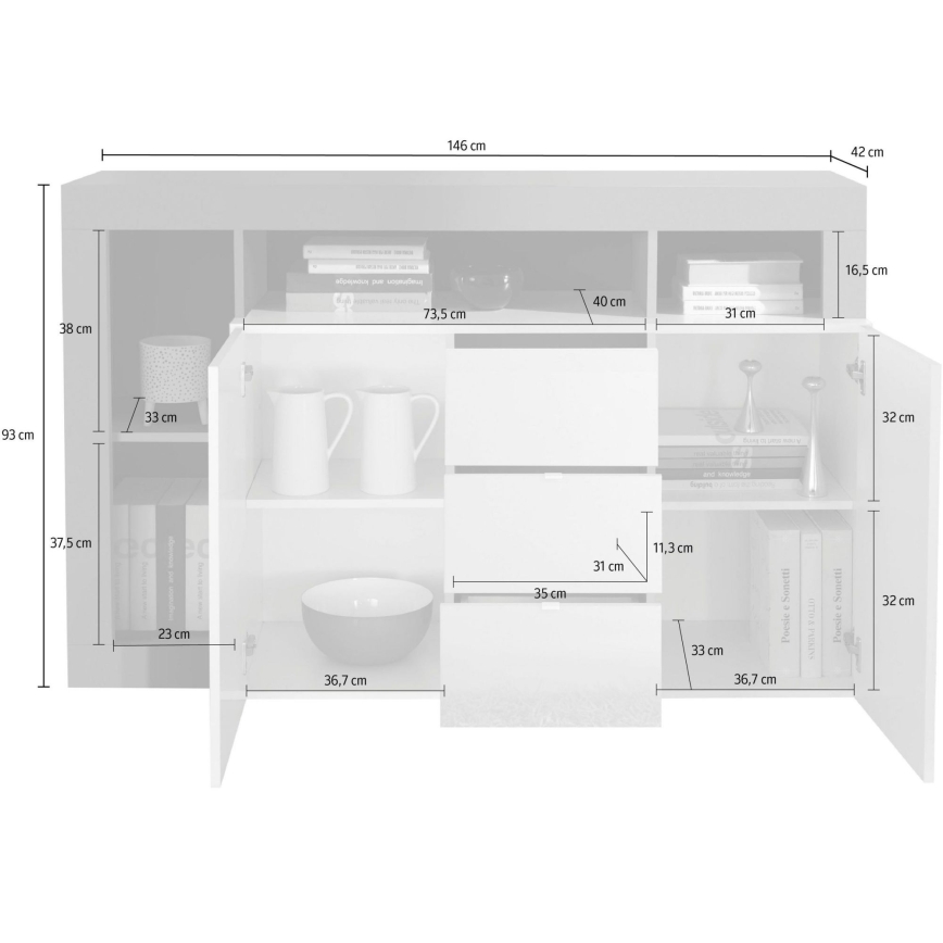 Συρταριέρα LENOR λευκή/γκρίζα σε απόχρωση σκυροδέματος