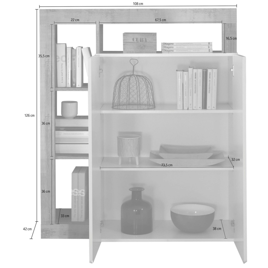 Συρταριέρα LENOR λευκή/δρυς