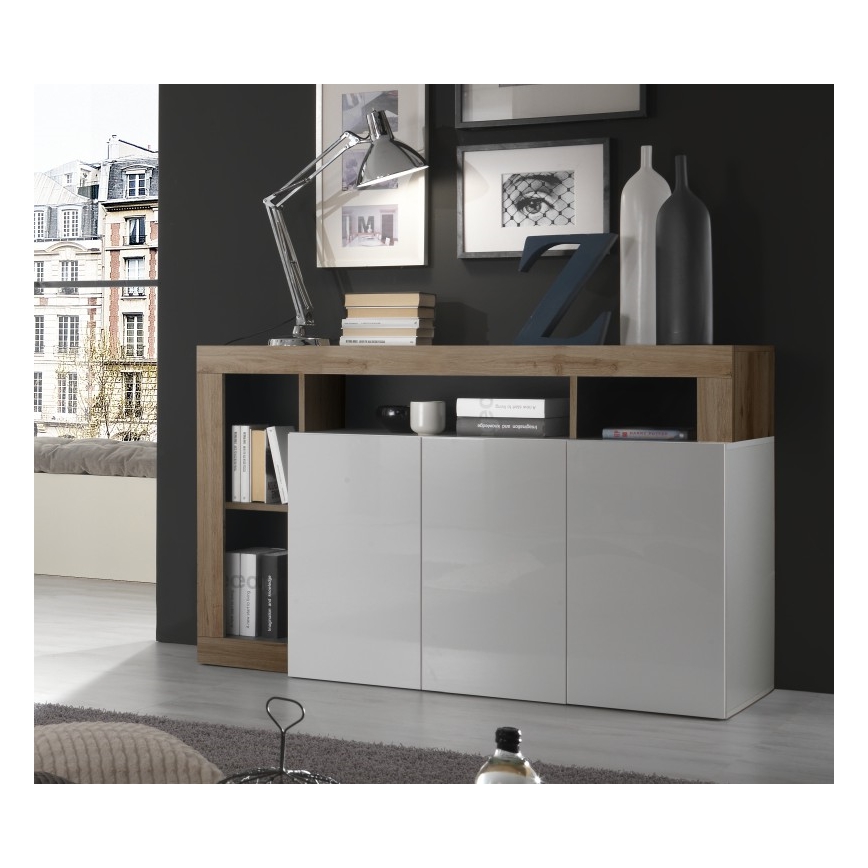 Συρταριέρα LENOR λευκή/δρυς