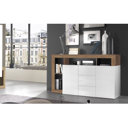 Συρταριέρα LENOR λευκή/δρυς