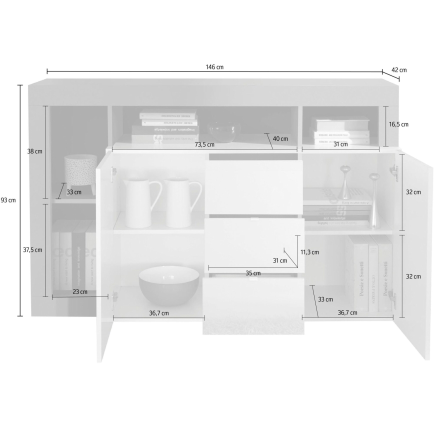 Συρταριέρα LENOR κασμίρ/καφέ