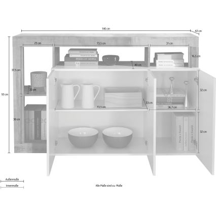 Συρταριέρα LENOR κάσμιρ/δρυς