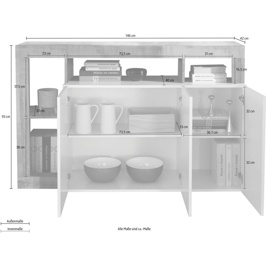 Συρταριέρα LENOR σε λευκό/καφέ
