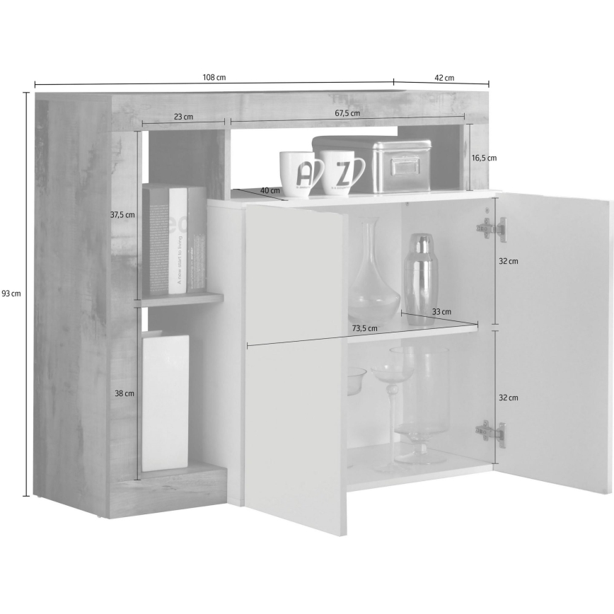 Συρταριέρα LENOR σε κασμίρι/ανοιχτό δρυς