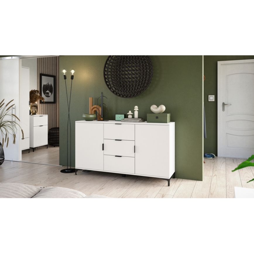 Συρταριέρα με συρτάρια και πόρτες LORA λευκή