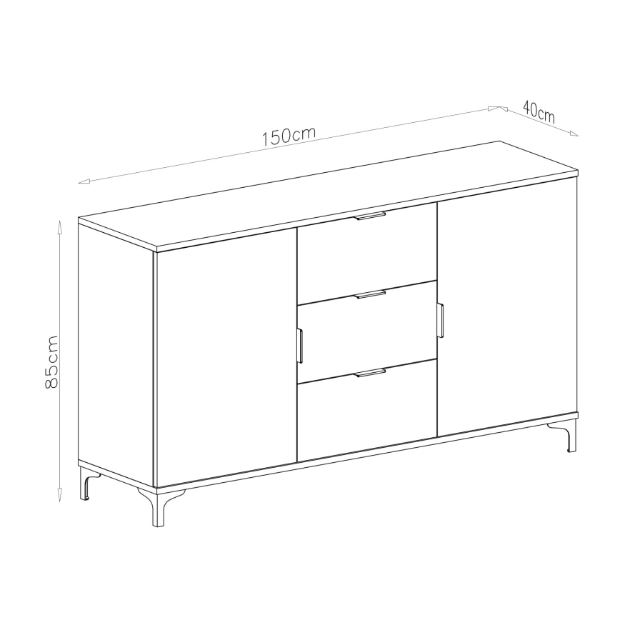 Συρταριέρα με συρτάρια και πόρτες LORA λευκή