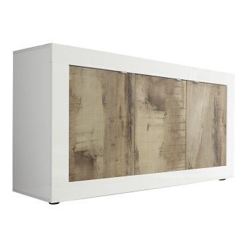 Συρταριέρα NERILA λευκή/καφέ