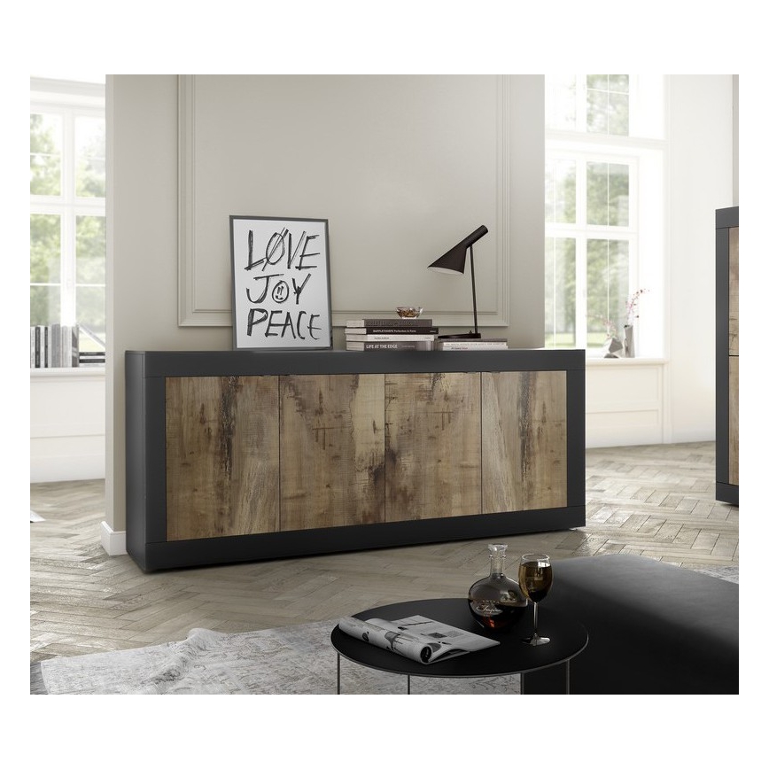 Συρταριέρα NERILA μαύρη/καφέ