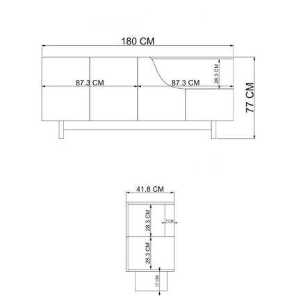 Συρταριέρα ORBIS 180 x 40 εκ. κρεμ/μπεζ