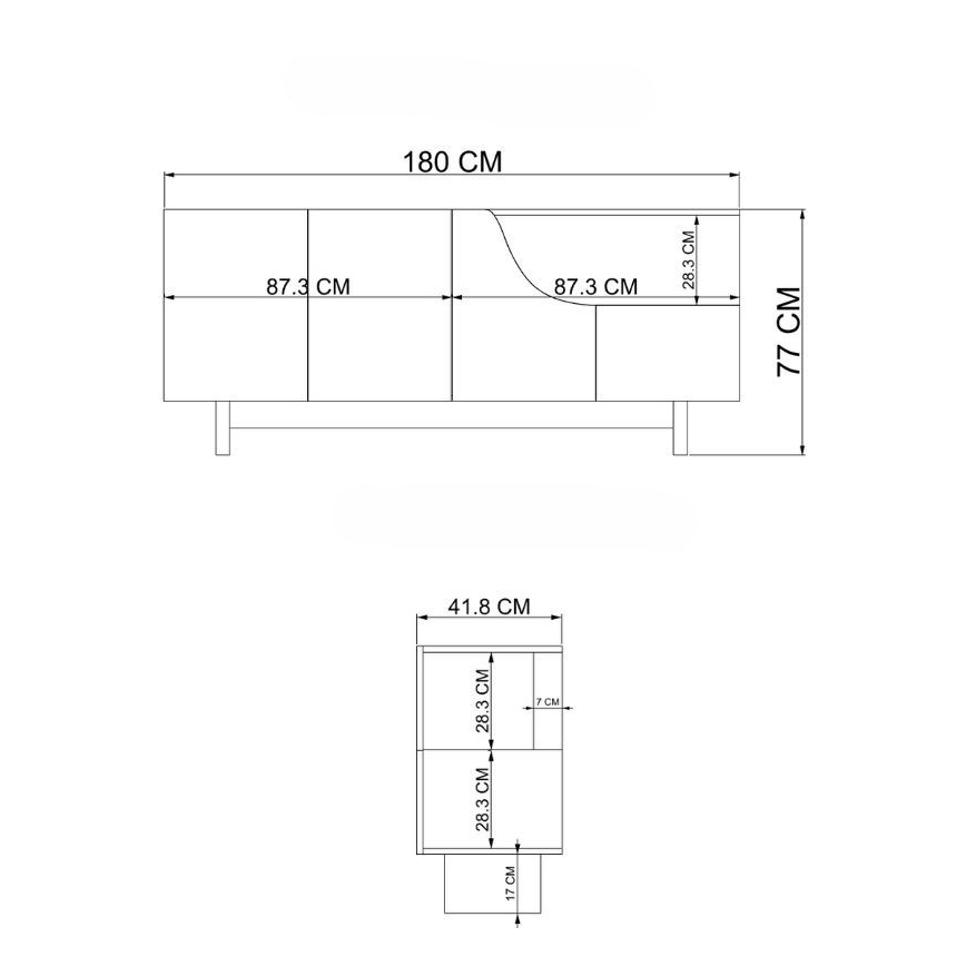 Συρταριέρα ORBIS 180 x 40 εκ. κρεμ/μπεζ