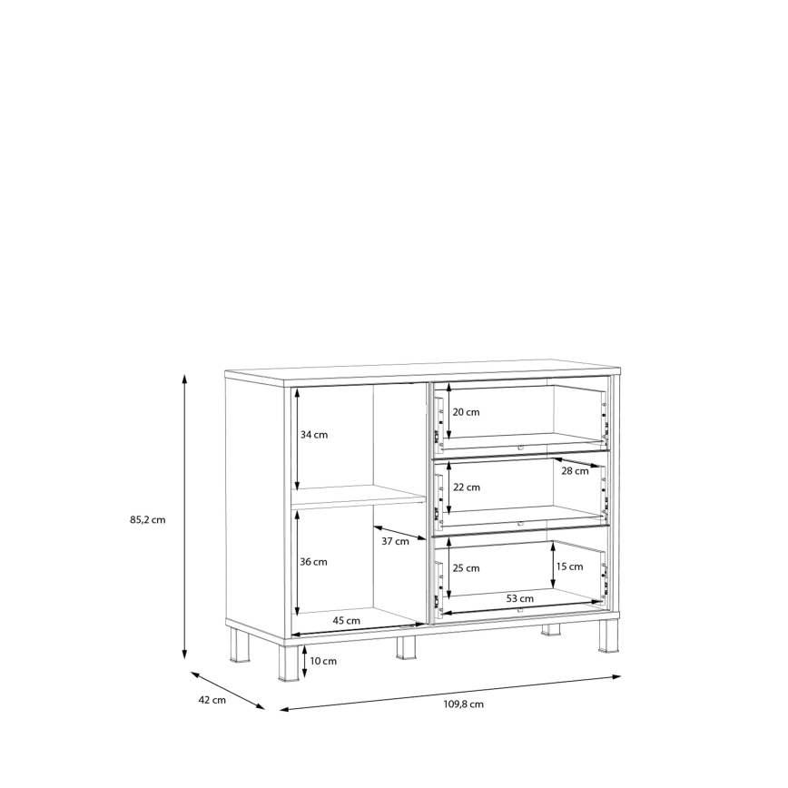 Συρταριέρα OREN με συρτάρια — καφέ/μαύρη