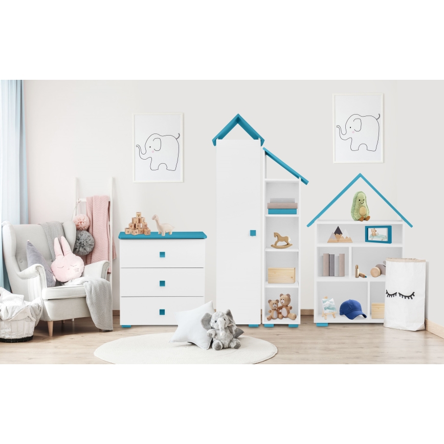 Συρταριέρα PABIS 87x83 εκ. λευκή/μπλε