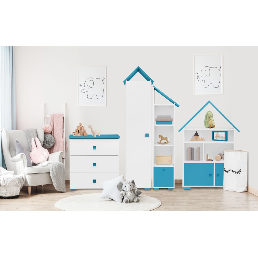 Συρταριέρα PABIS 87x83 εκ. λευκή/μπλε