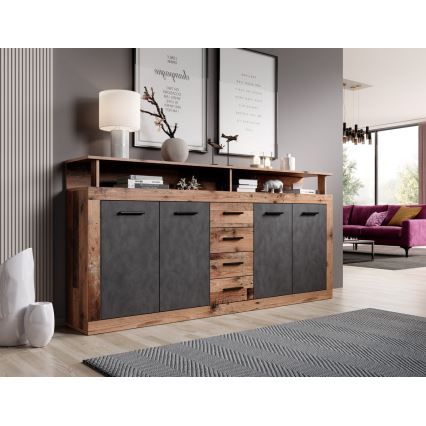 Συρταριέρα RUNA 190x96x32 εκ., σκούρο καφέ/ανθρακί
