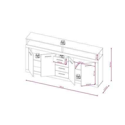 Συρταριέρα RUNA 190x96x32 εκ., σκούρο καφέ/ανθρακί