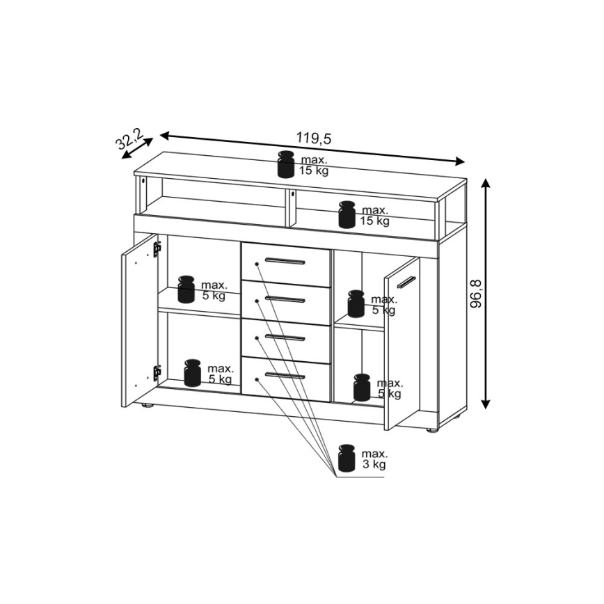 Συρταριέρα RUNA σε ανοιχτό καφέ/ανθρακί