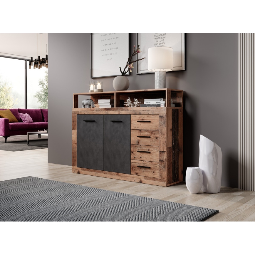 Συρταριέρα RUNA σε σκούρο καφέ/ανθρακί