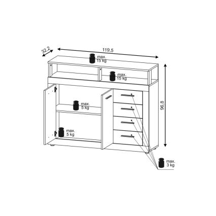 Συρταριέρα RUNA σε σκούρο καφέ/ανθρακί