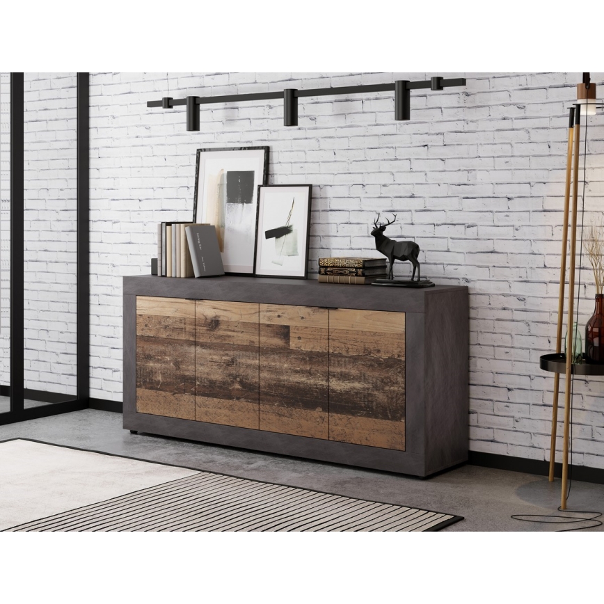 Συρταριέρα RUNEA σκούρο καφέ/ανθρακί