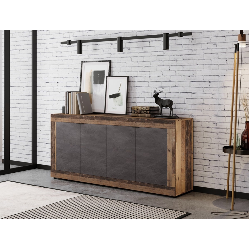 Συρταριέρα RUNEA σκούρο καφέ/ανθρακί