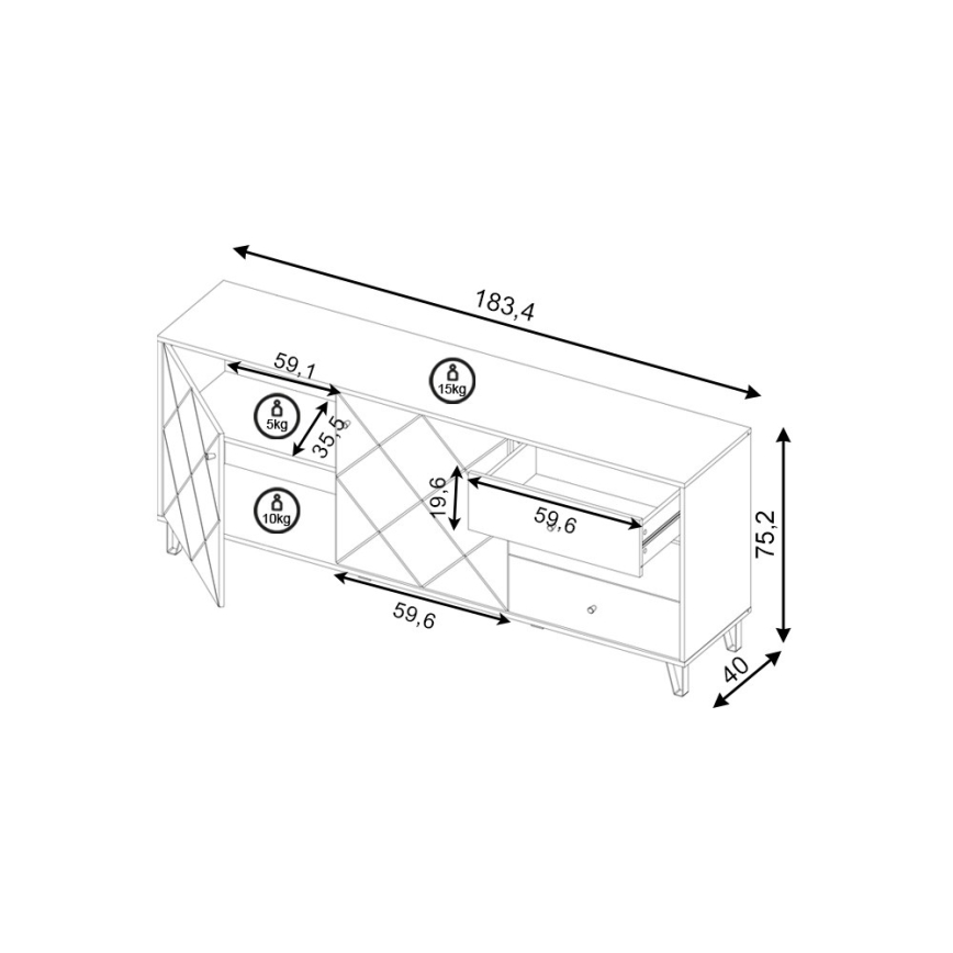 Συρταριέρα SULA artisan δρυς/λευκή