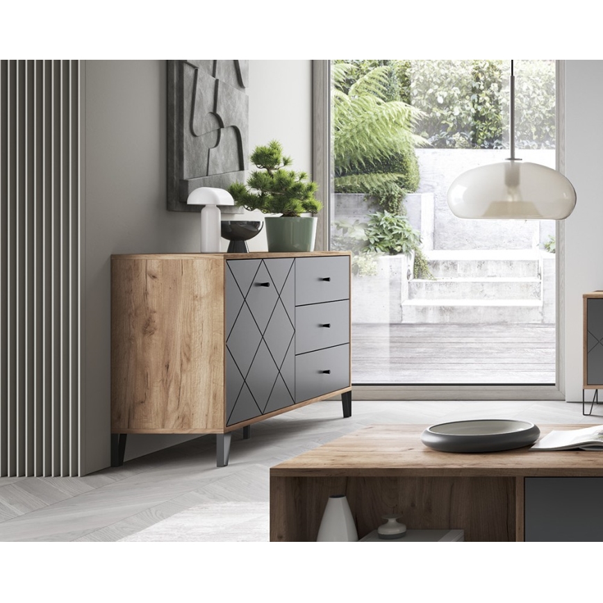 Συρταριέρα SULA δρυς craft/μαύρη