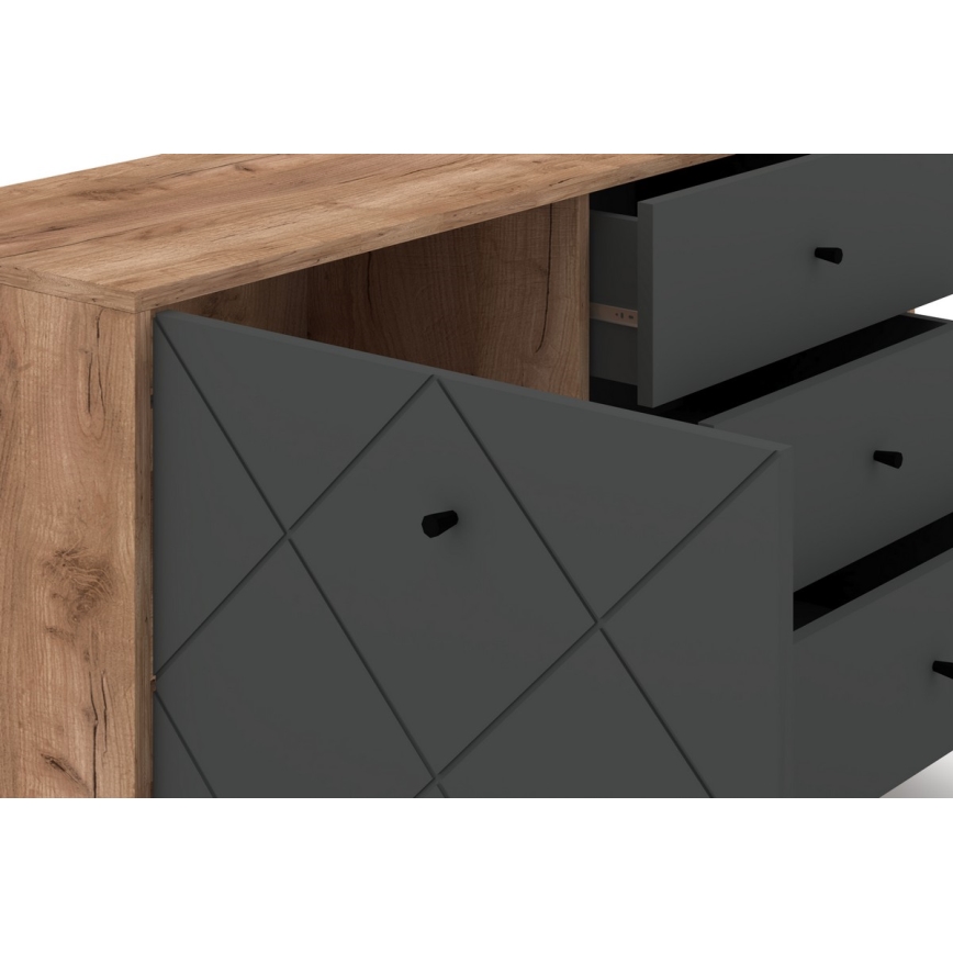 Συρταριέρα SULA δρυς craft/μαύρη