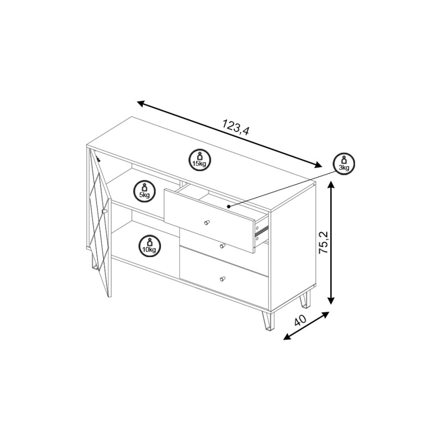 Συρταριέρα SULA δρυς craft/μαύρη