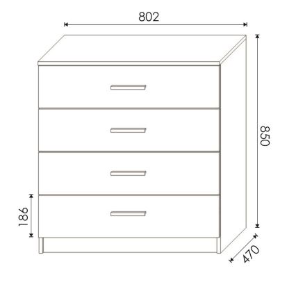 Συρταριέρα TIMON δρυς craft/μαύρο